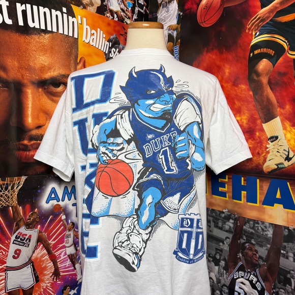Unbranded Other - Vintage 90s Duke Blue Devils Basketball Mascot Single Stitch T Shirt Sz XL